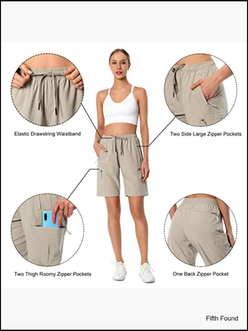 Women's Lightweight Quick Dry Hiking Cargo Shorts w/ 5 Zipper Pockets UPF 50+ - Picture 6 of 7